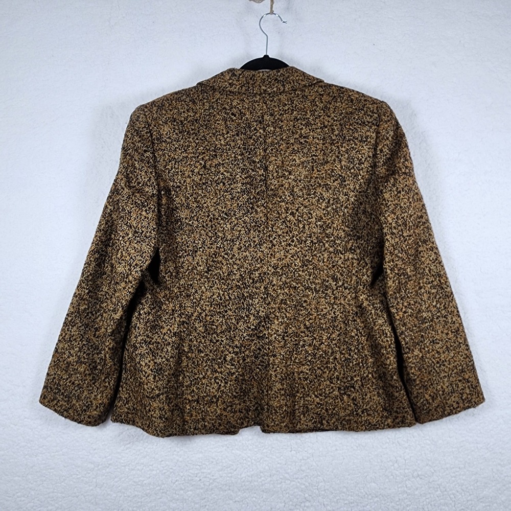 Linda Allard Ellen Tracy Women Wool Blend Blazer Sz 14 Textured Brown Old Money - Picture 9 of 10